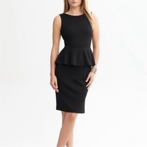 New Banana Republic Black Peplum Dress, Cocktail, Party, Stretch, size 2